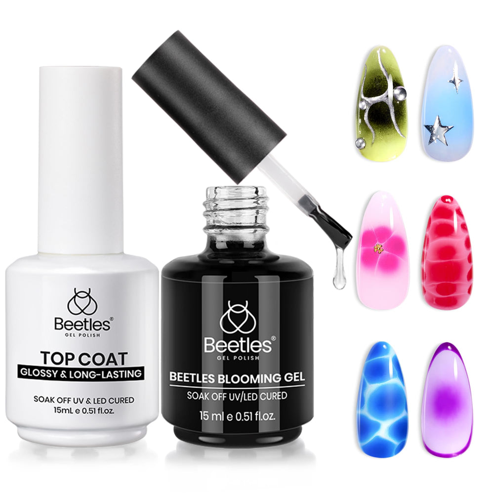 Beetles Blooming Gel marble art for DIY nails with easy color spreading