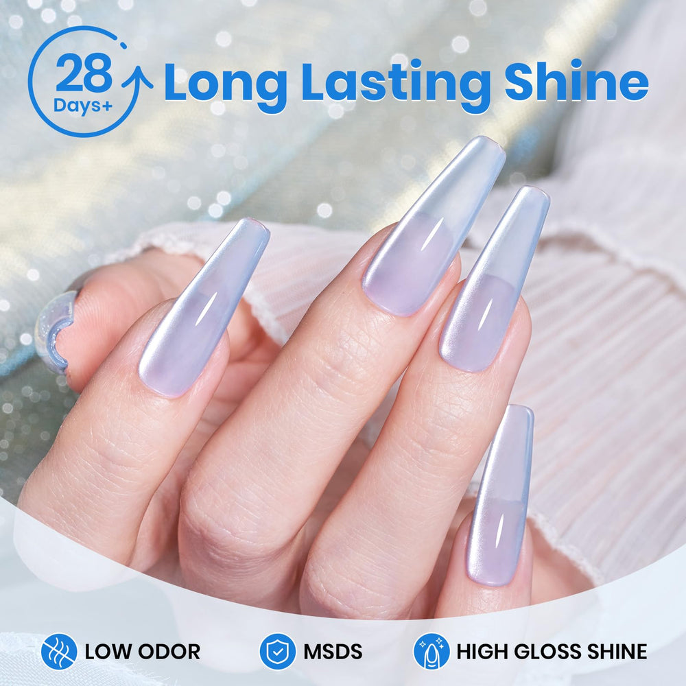 Beetles Blue Cat Eye application on nail demonstrates magnet guidance