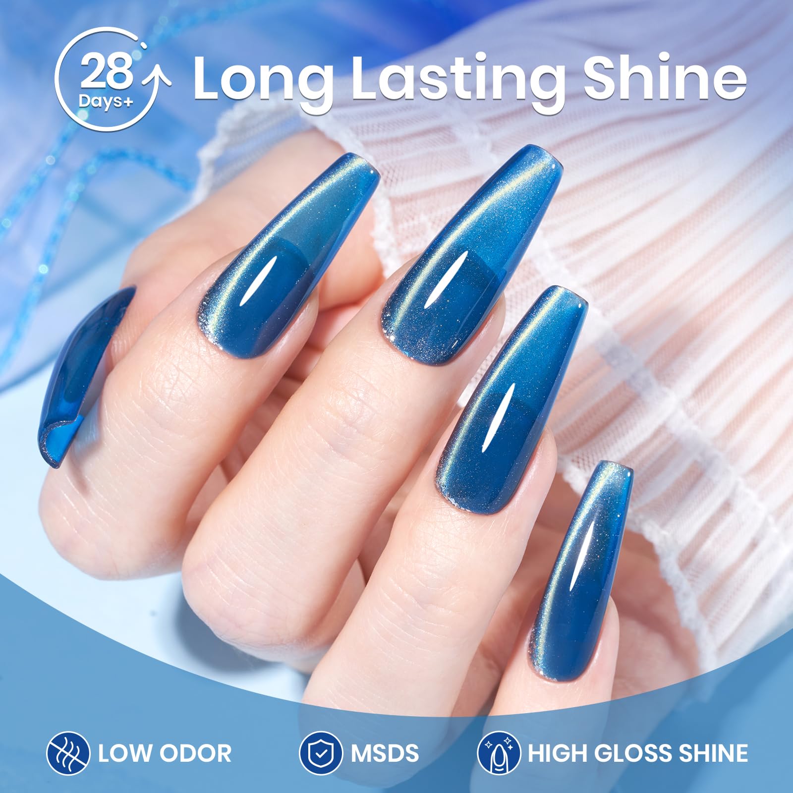 Beetles Blue Cat Eye Gel Nail Art Kit highlights portable, gift-ready beauty.