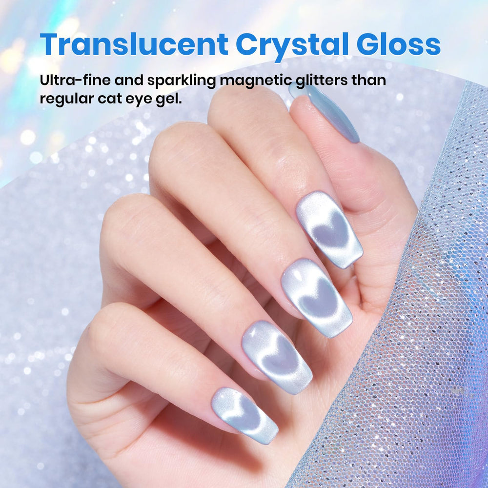 Beetles Blue Cat Eye magnet demonstrates magnetic effect for at-home nail art