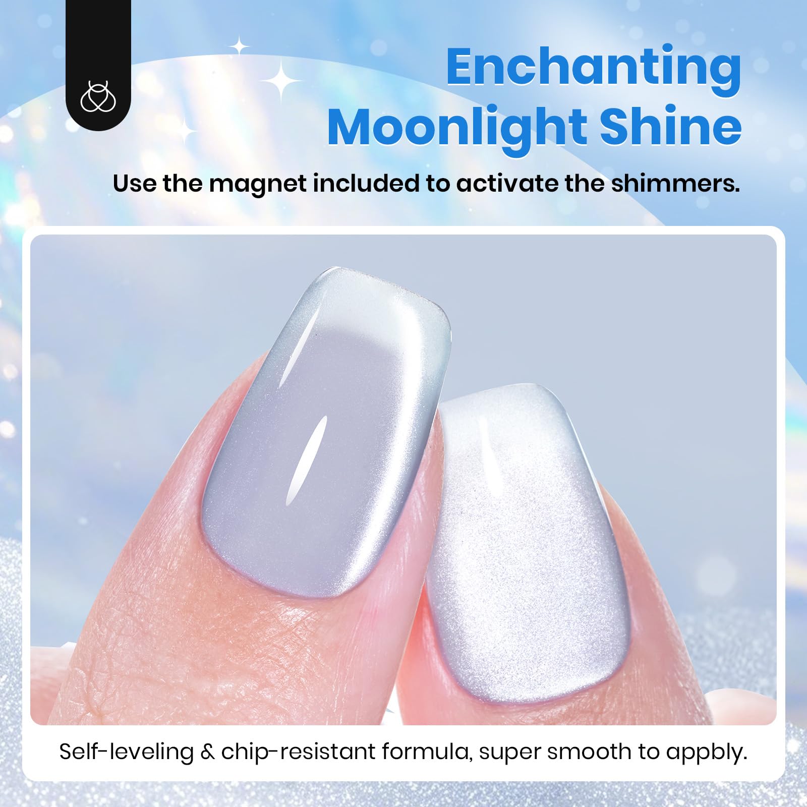 Beetles Blue Cat Eye nail swatch displays subtle translucent shimmer for everyday glam