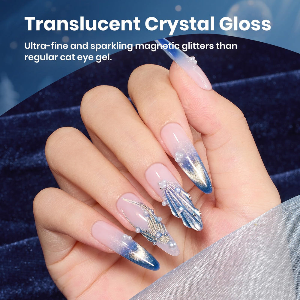 Beetles Blue Cat Eye Polish with a glossy finish and long-lasting shine.