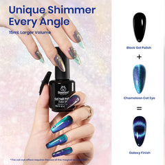 Beetles Blue Cat Eye translucent aura creates a mystical nail look.