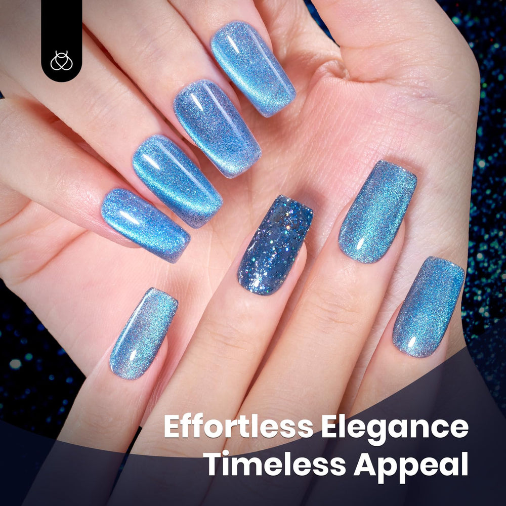 Beetles Velvet shimmer blue cat eye finish ideal for DIY nails.