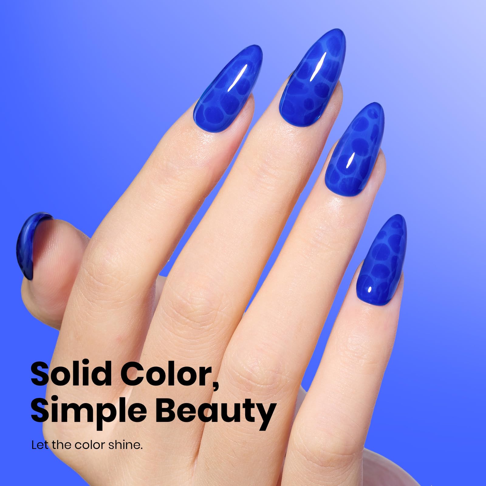 Beetles Blue polish application steps show quick cure and shine