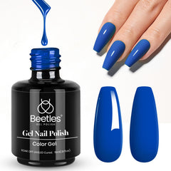 Beetles Blue Gel Polish cobalt blue bottle for vibrant all-season nails.