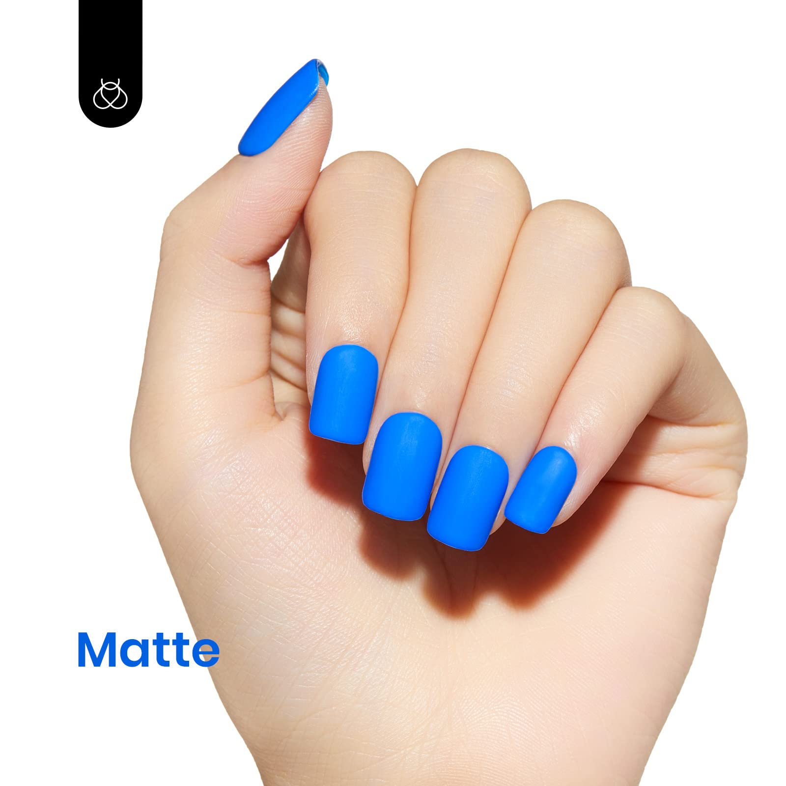 Beetles Blue Gel Nail Polish DIY manicure application on nails.