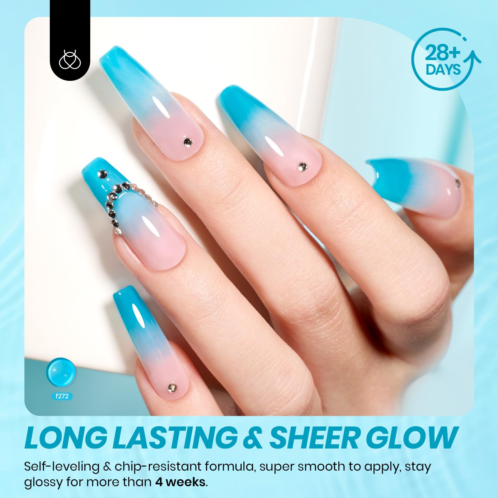 Beetles blue gel polish glossy finish highlighting long-lasting shine