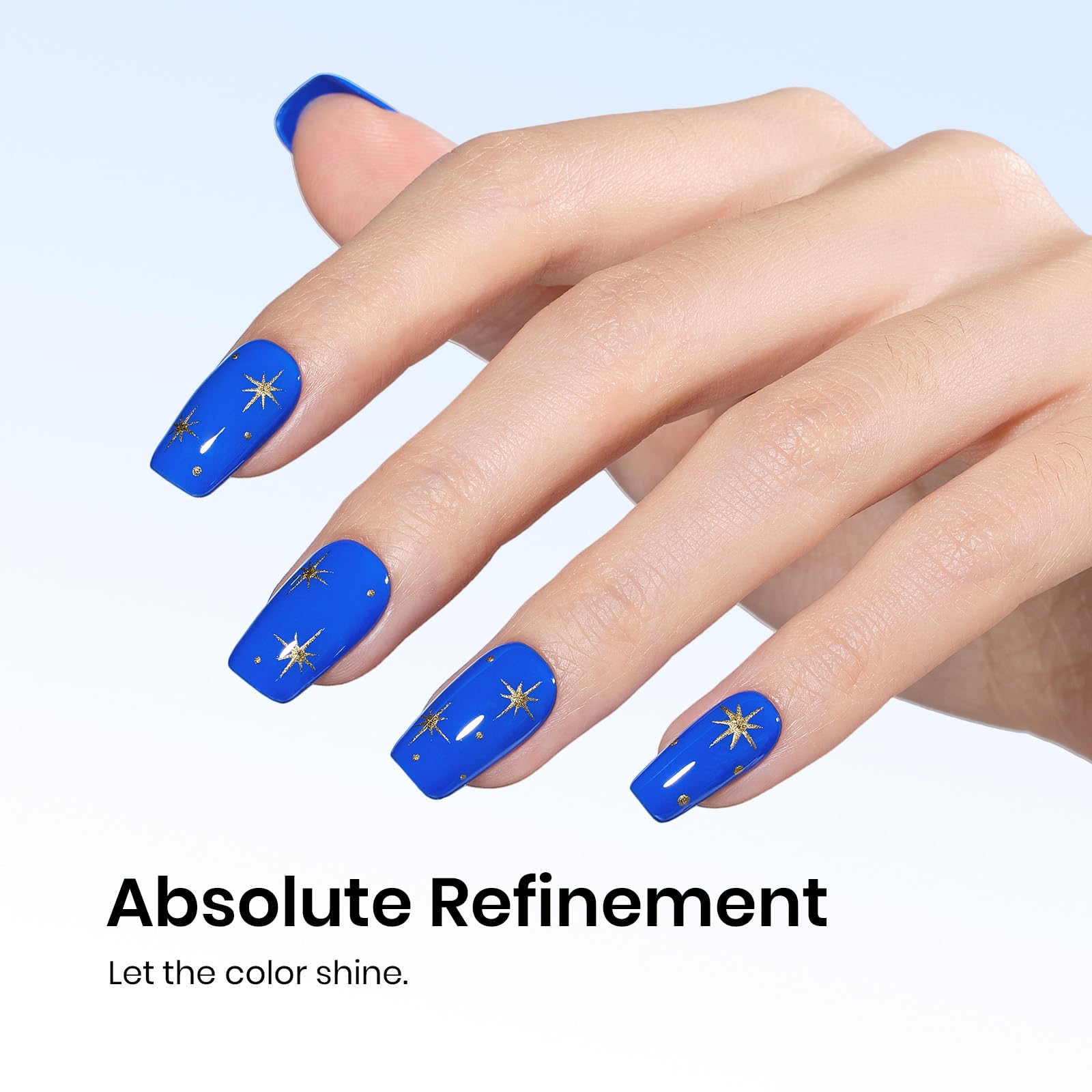 Beetles Blue Gel Polish shows a high-gloss finish on nails.