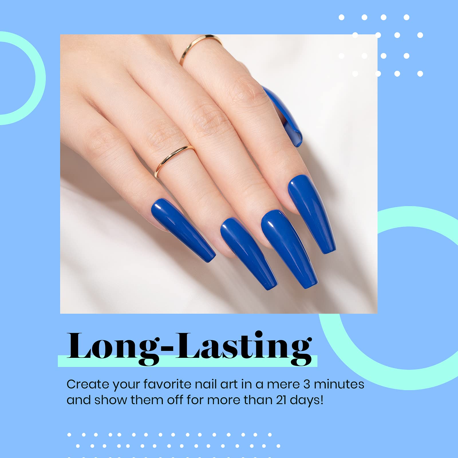 Nail swatch with Beetles Blue Gel Polish reveals rich cobalt shade.