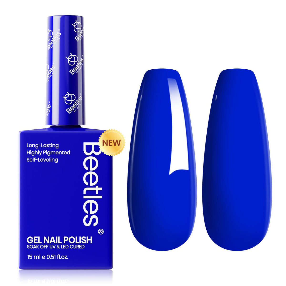Beetles Blue Gel Nail Polish royal blue bottle for bold color at home