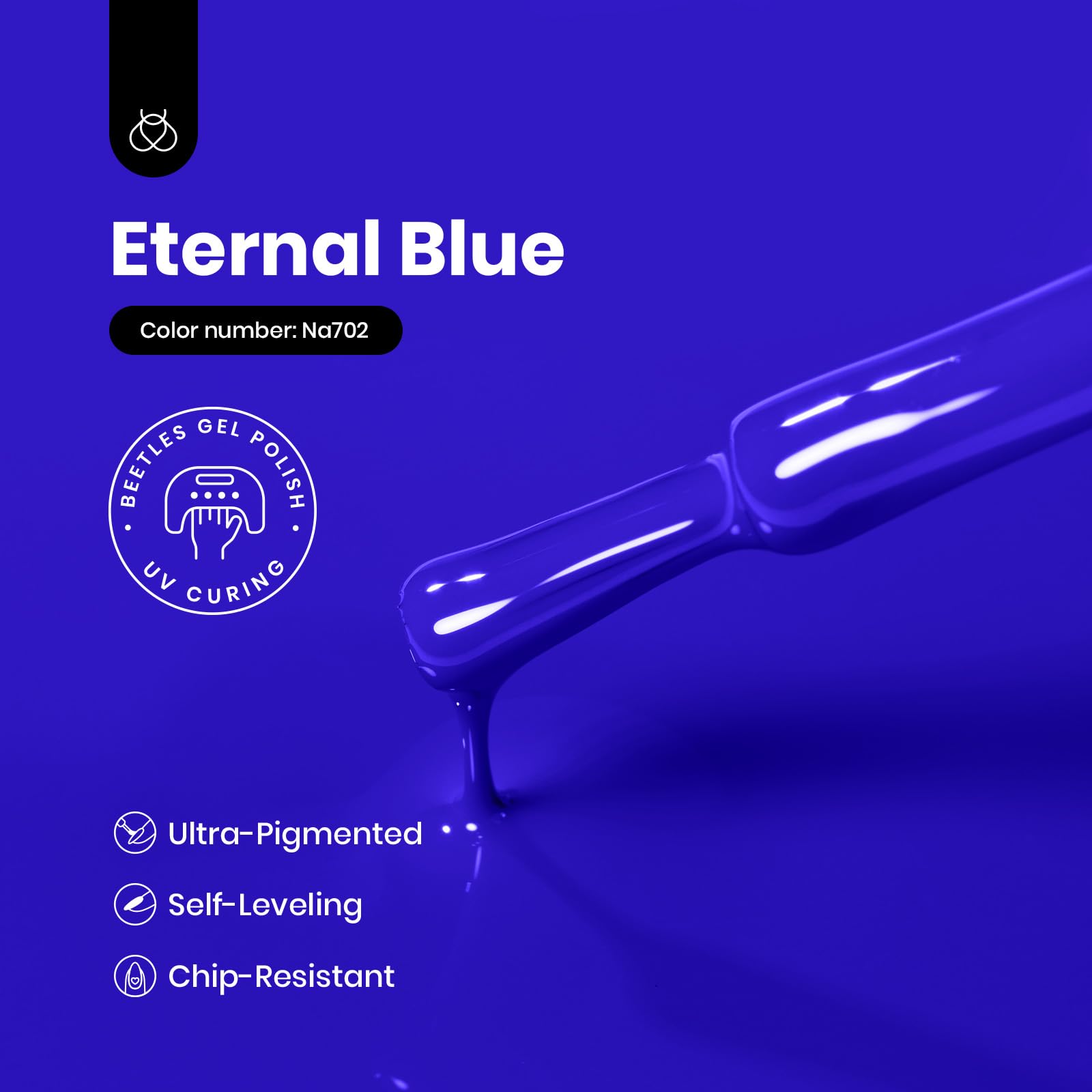 Beetles blue gel nail polish brush stroke demonstrates a smooth, even application