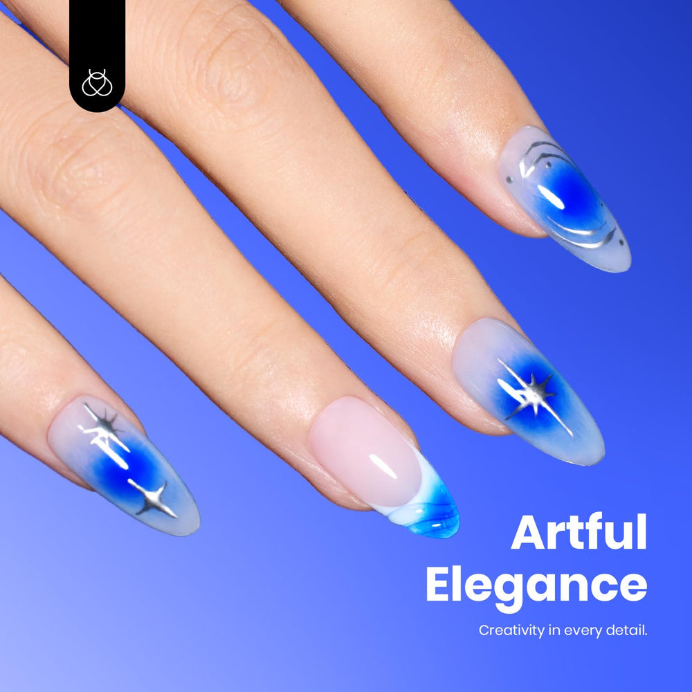 Beetles royal navy gel polish finished nails with high gloss finish