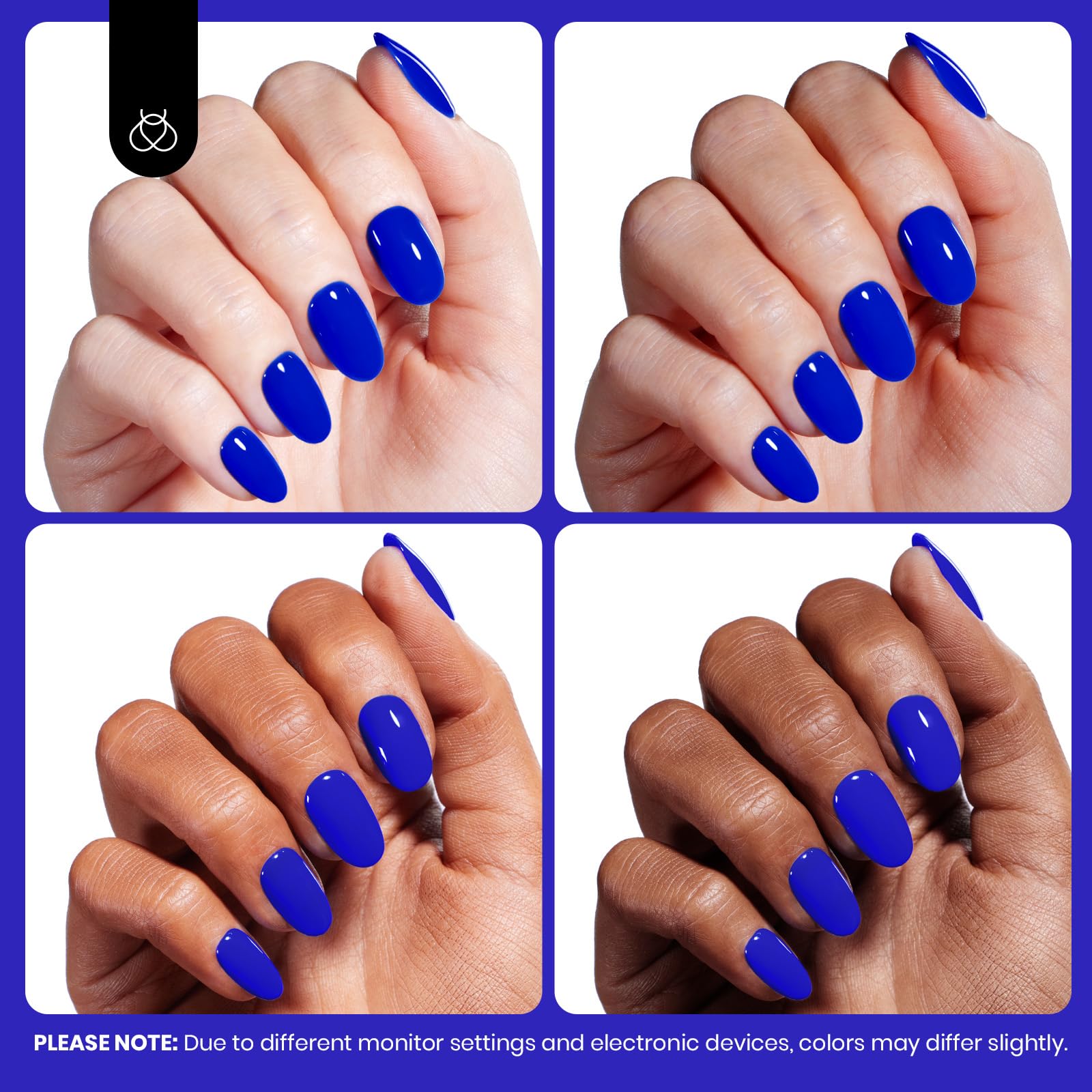 Beetles blue gel polish gloss closeup highlights rich color and shine