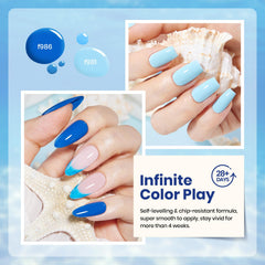 Beetles gel polish F983 swatch in deep blue for evening nails