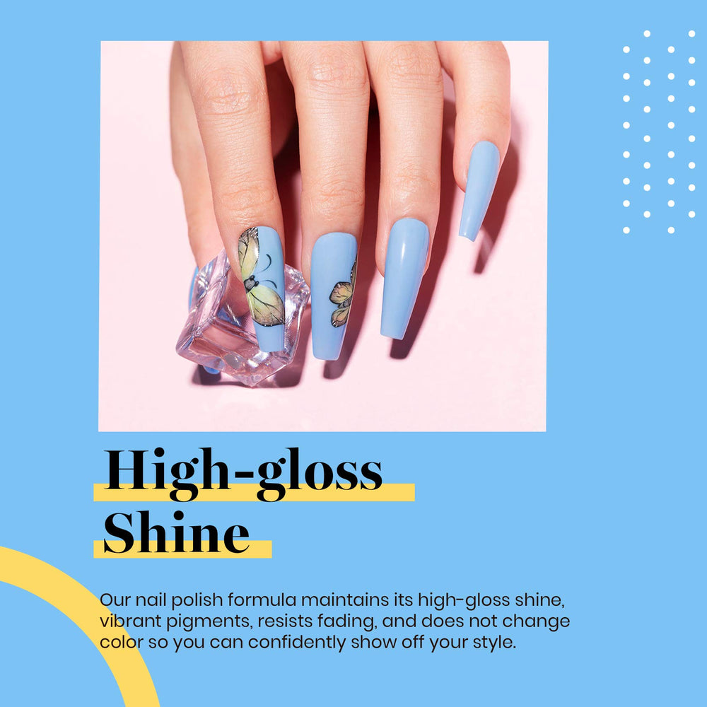 Beetles Blue Gel Polish palette swatches in a soft spring tone.