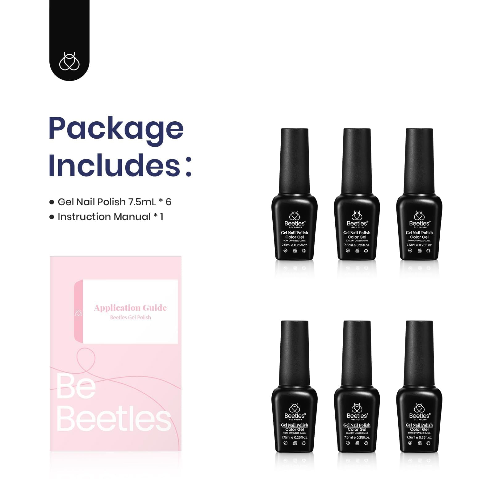 Beetles Blue Gel Polish Set six-color palette bottle to plan looks.