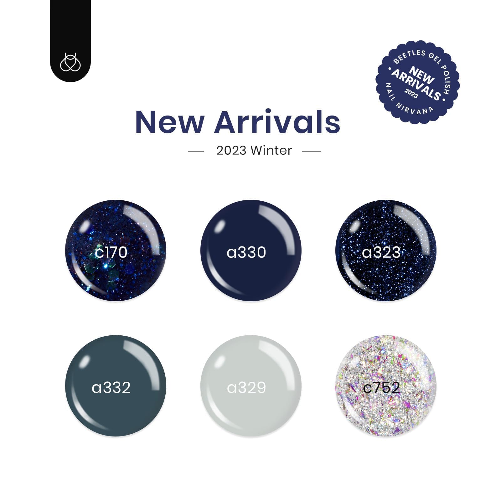 Beetles Blue Gel Polish Set silver glitter bottle adds a bright accent for shimmering nails.