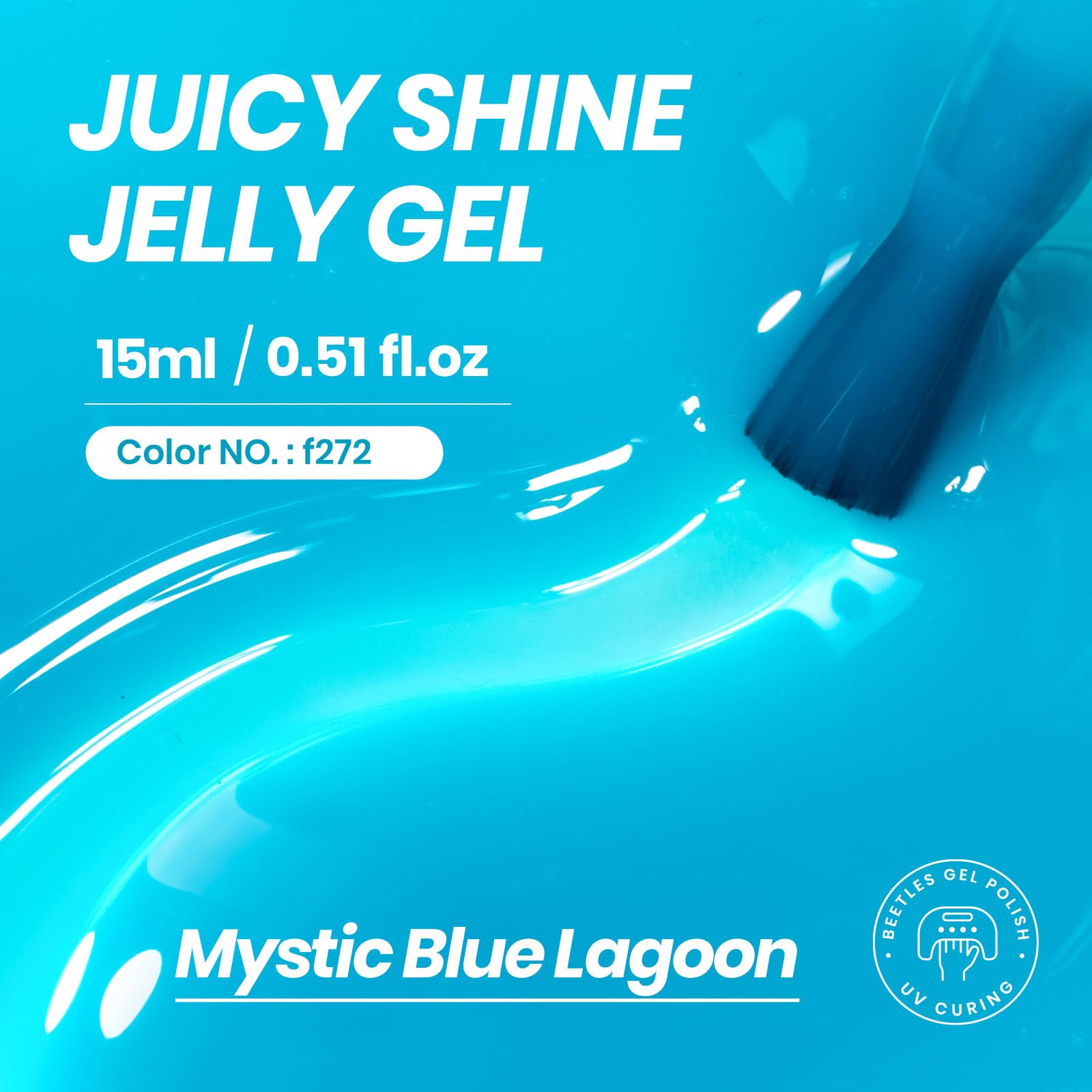 Close-up of Beetles blue jelly gel texture for layered color possibilities