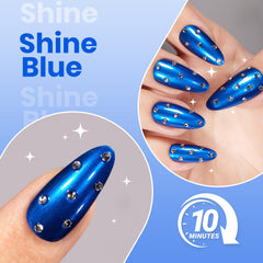 Beetles Blue Mirror Nail Polish art idea for chrome accents