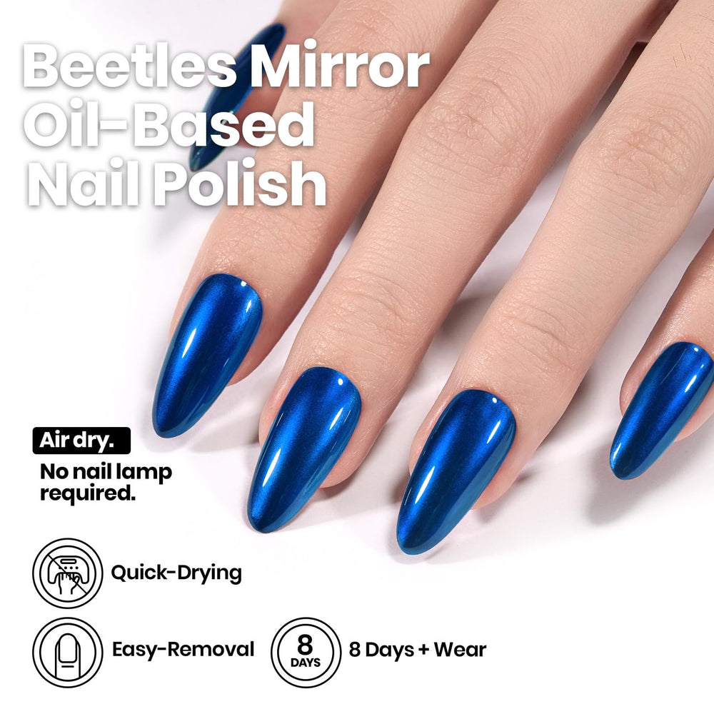 Beetles Blue Mirror Nail Polish brush applies smooth, even coverage