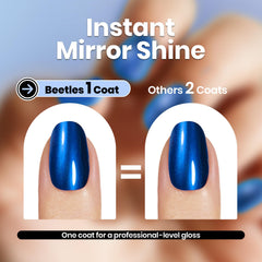 Beetles Blue Mirror Nail Polish swatch reveals vibrant royal blue chrome