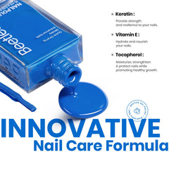 Beetles Paulina Lapis blue nail polish brush-stroke demonstrates even application and gloss.