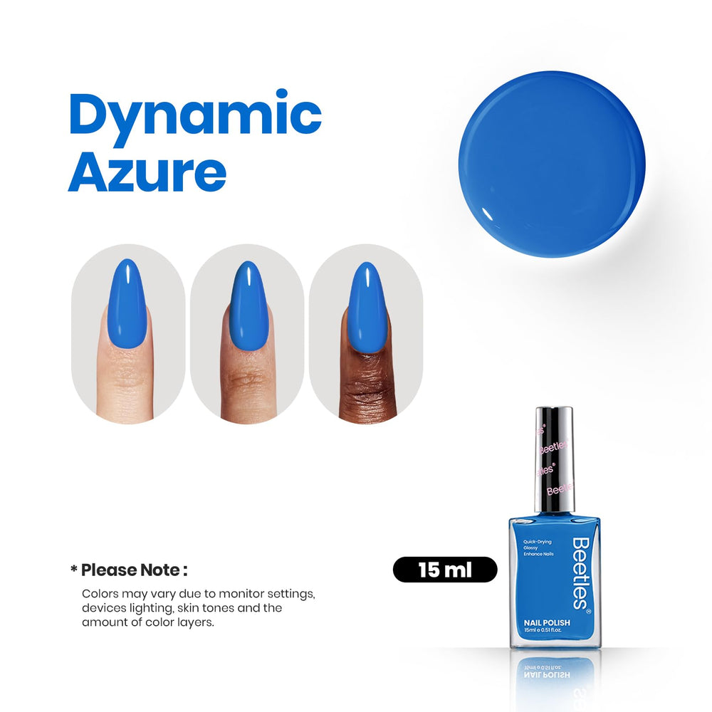 Beetles Paulina Lapis blue nail polish gloss finish highlights rich shimmer.