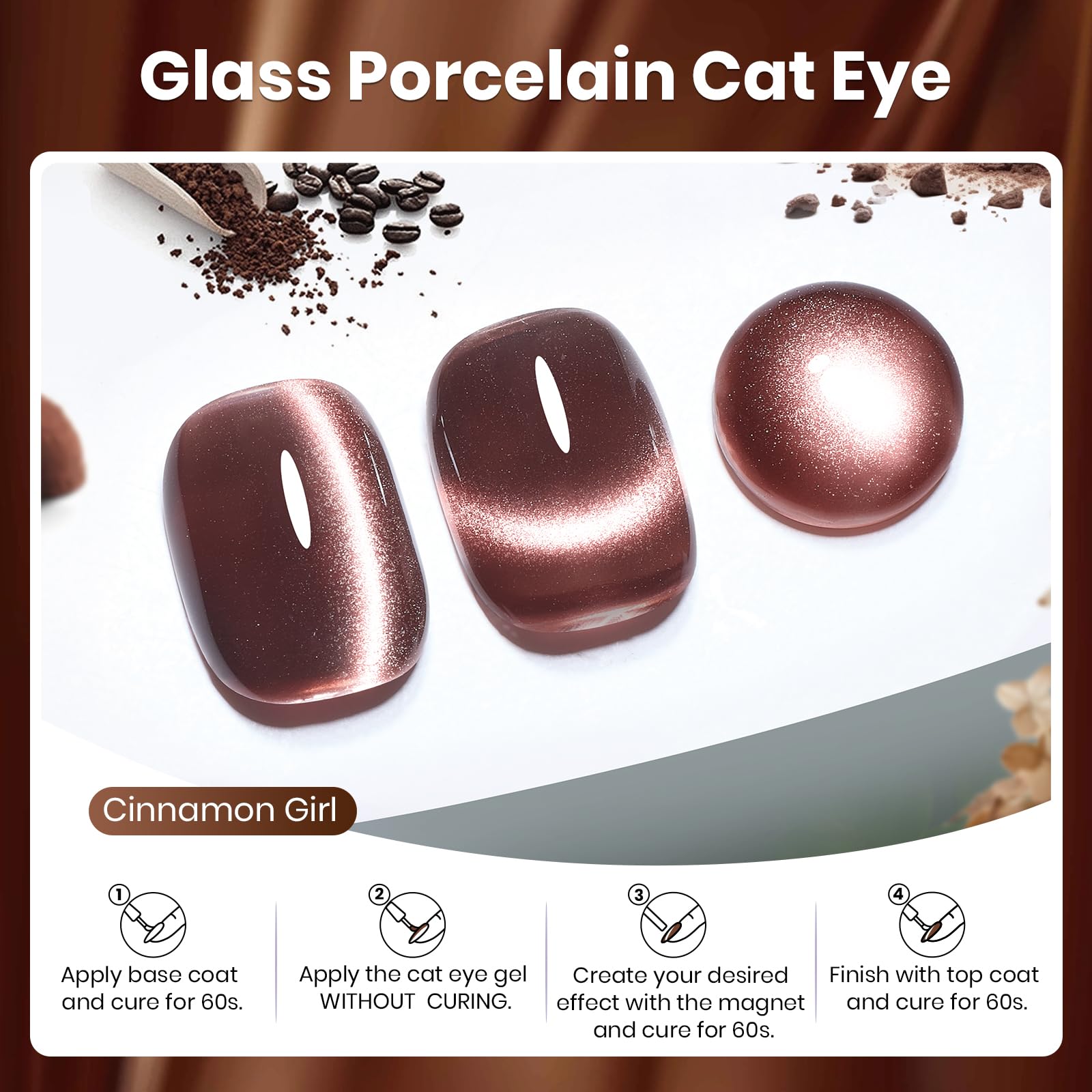 Beetles Brown Cat Eye Gel Polish magnet effect creates depth with a magnetic swirl