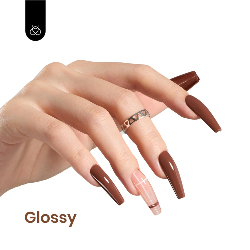 Beetles Brown Gel Nail Polish application demonstrates easy brush and even coverage.