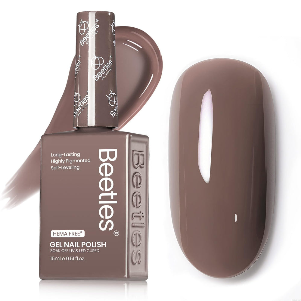Beetles Brown Gel Polish bottle displays latte shade for elegant nails