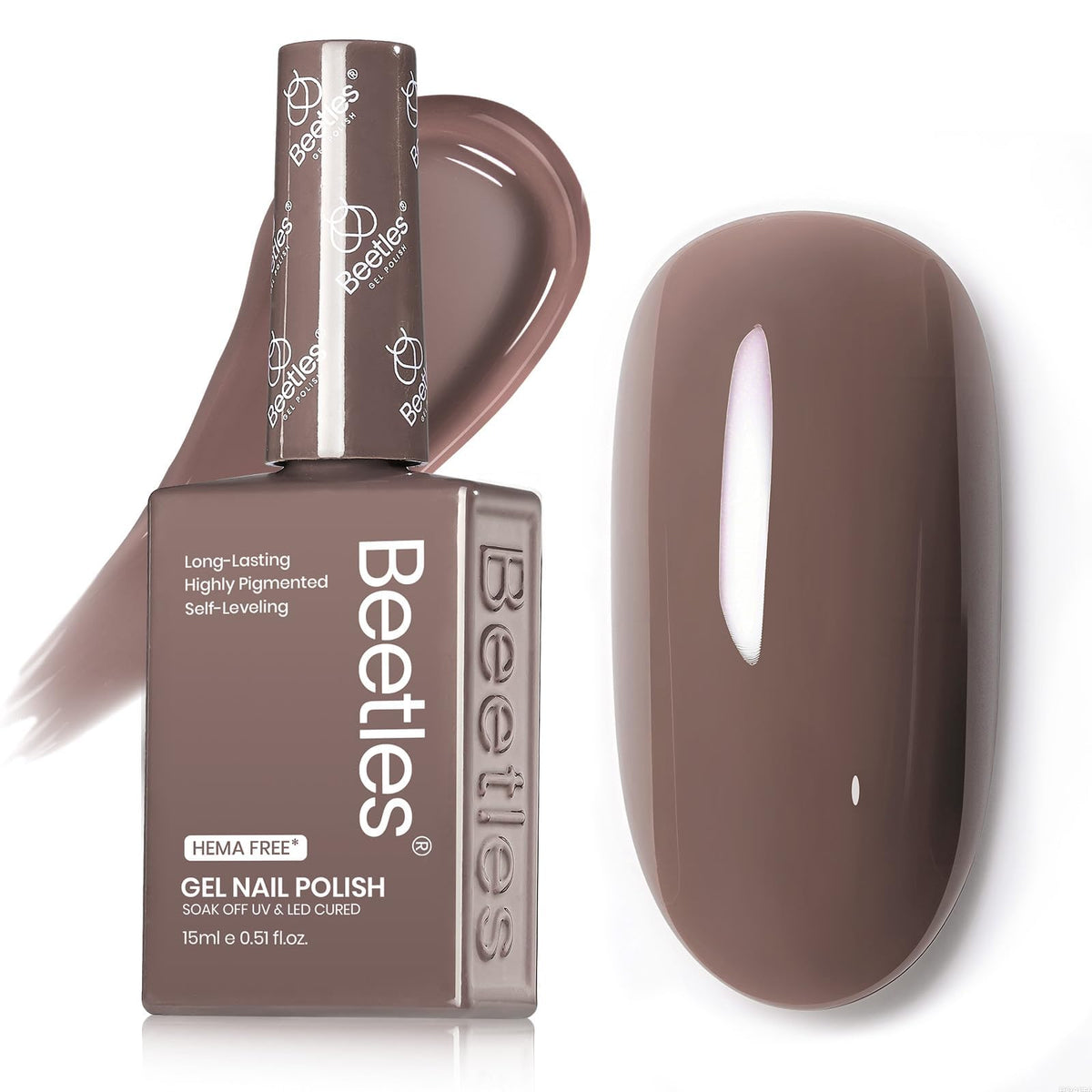 Beetles Brown Gel Polish bottle displays latte shade for elegant nails
