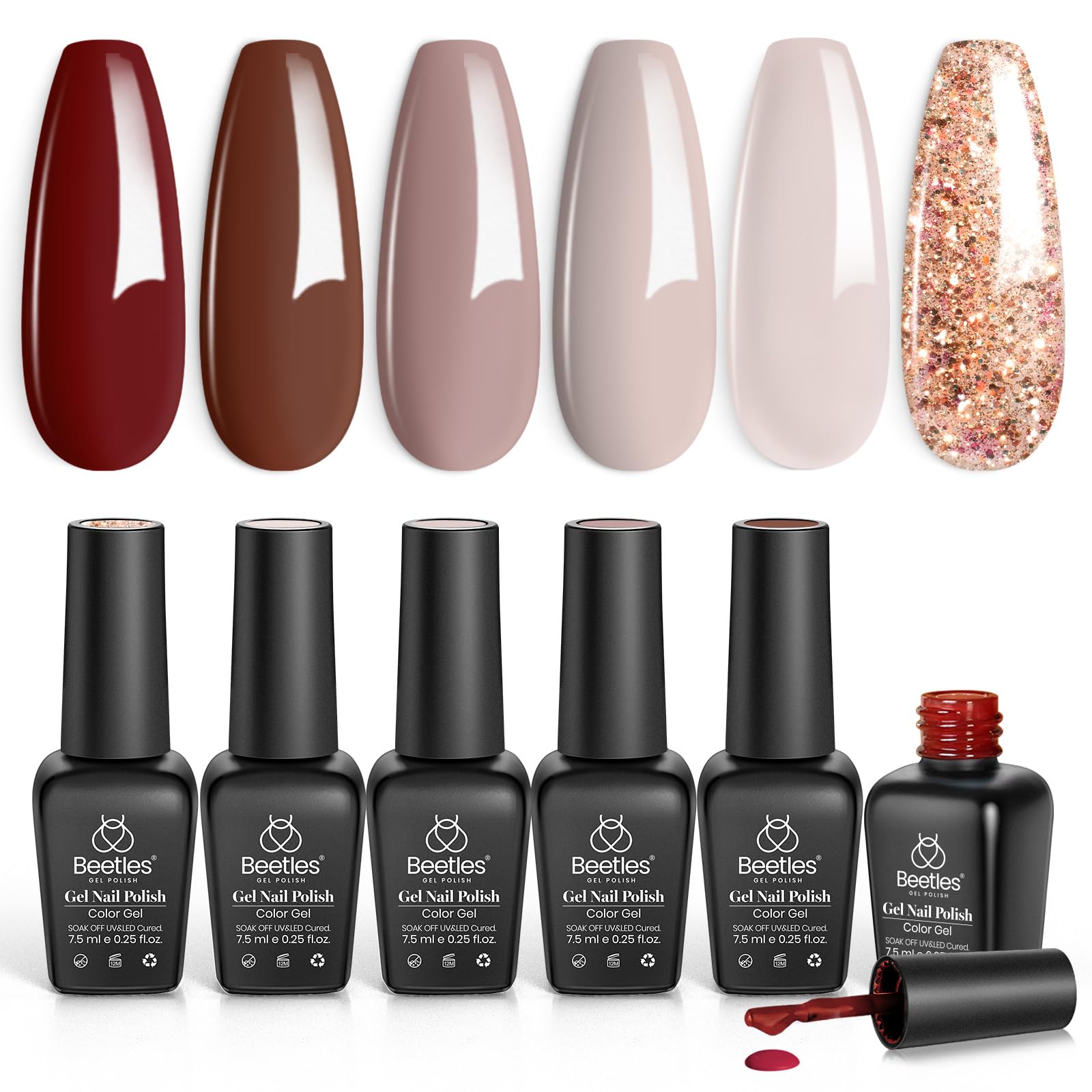 Beetles Brown Gel Polish burgundy bottle for elegant winter nails