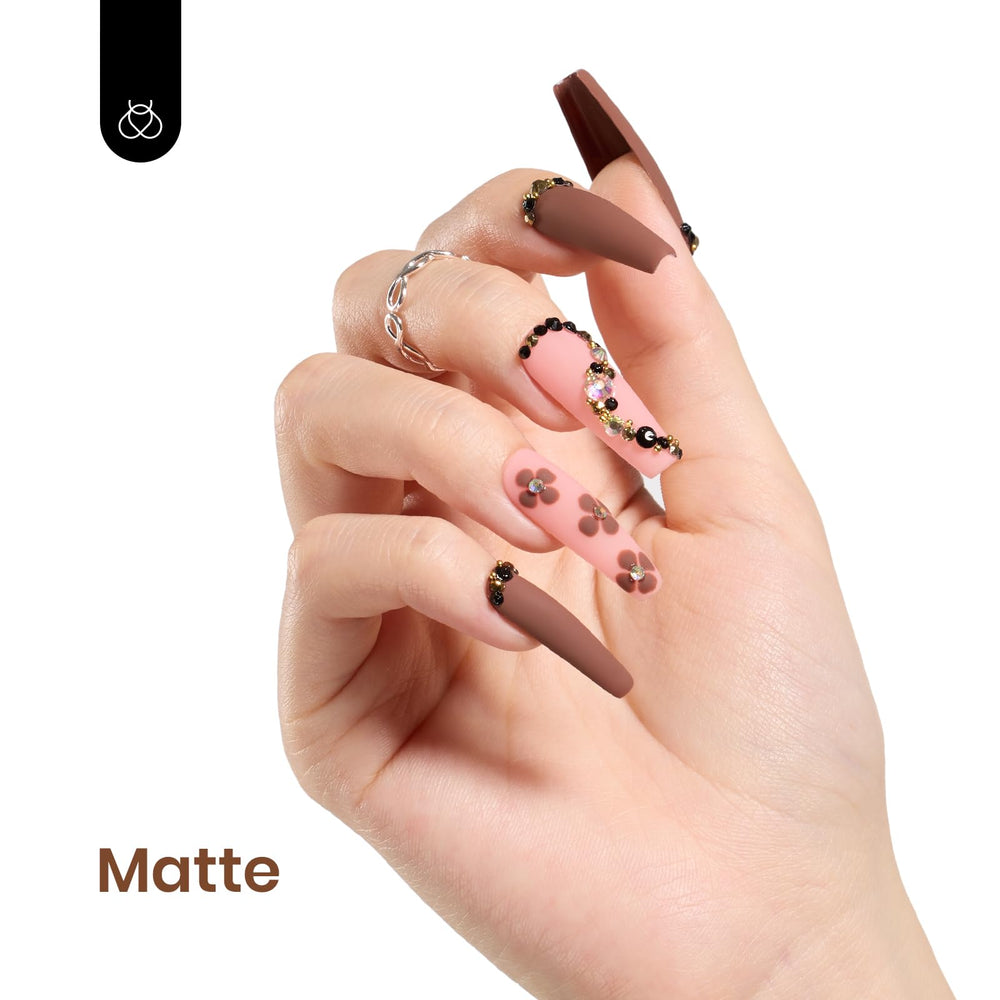 Beetles Brown Gel Nail Polish LED curing shows quick 60–120 seconds dry time.