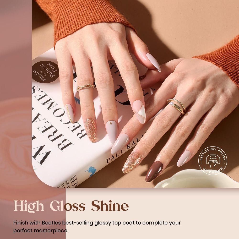 Beetles Brown Gel Polish light gray bottle for a modern manicure