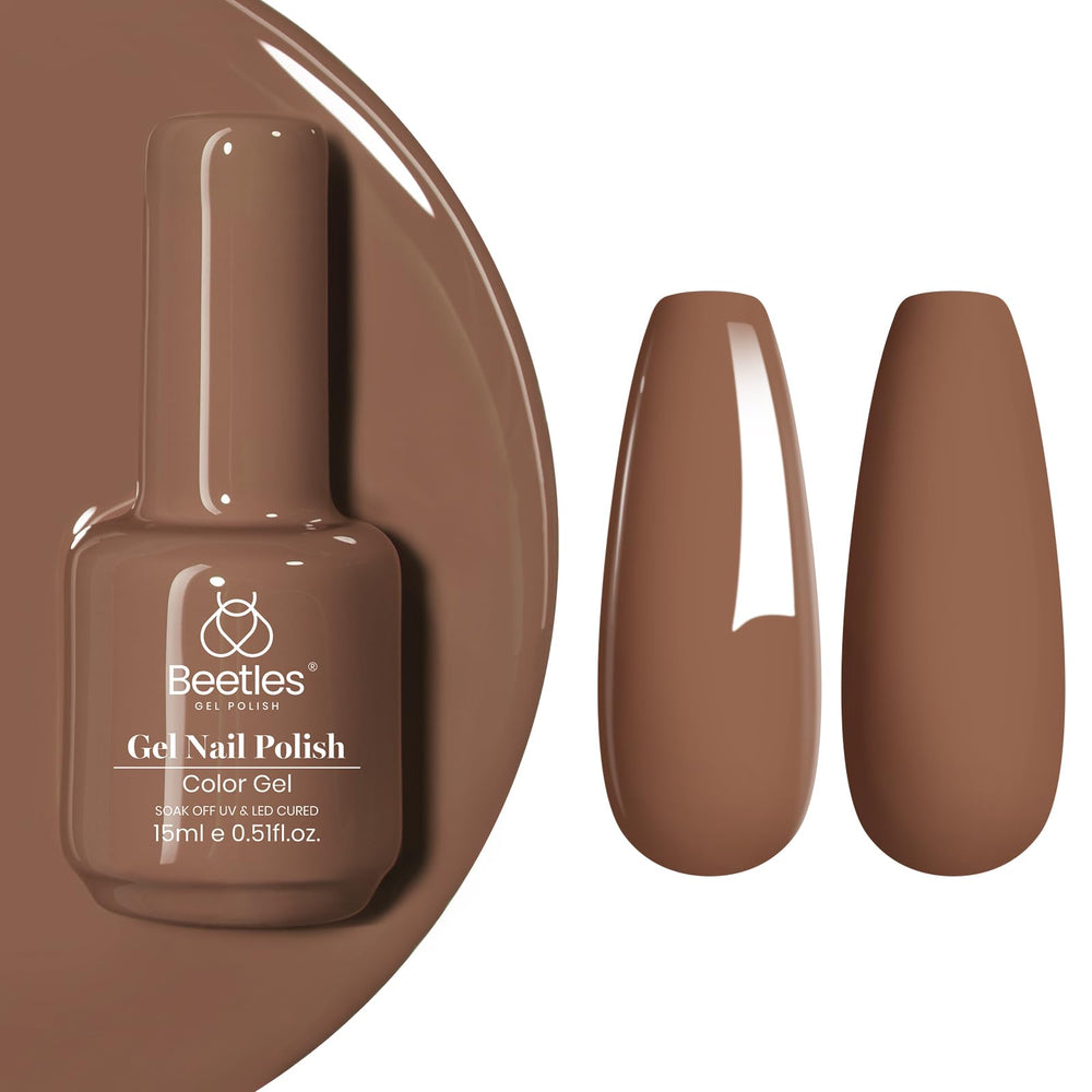 Beetles brown gel polish opened packaging indicates 12-month shelf life.