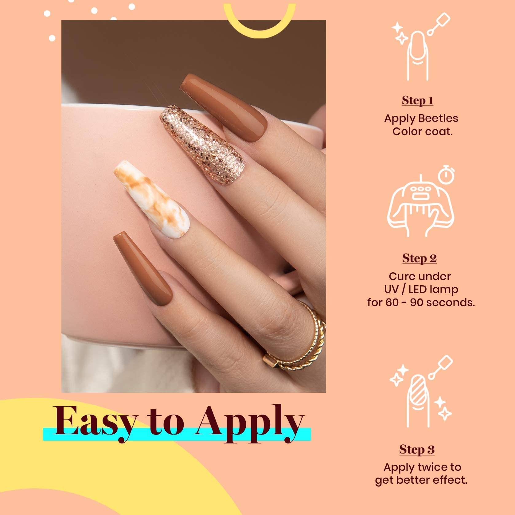 Beetles gel polish top coat application highlights sealing shine.