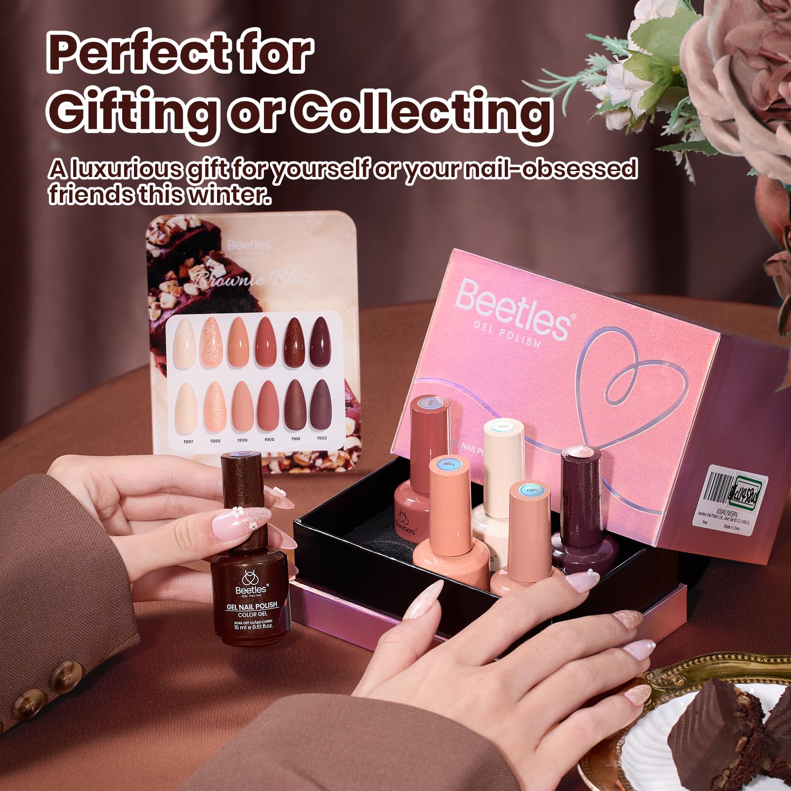 Beetles Brown Gel Polish: coffret cadeau idéal pour amateurs de manucure à faire soi-même.