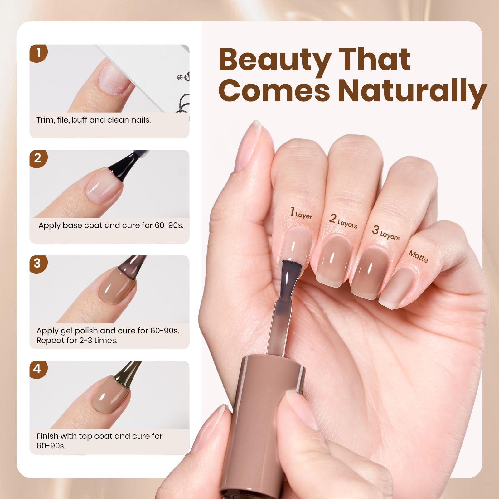 Beetles brown jelly gel polish in gift-ready packaging for fall gifting