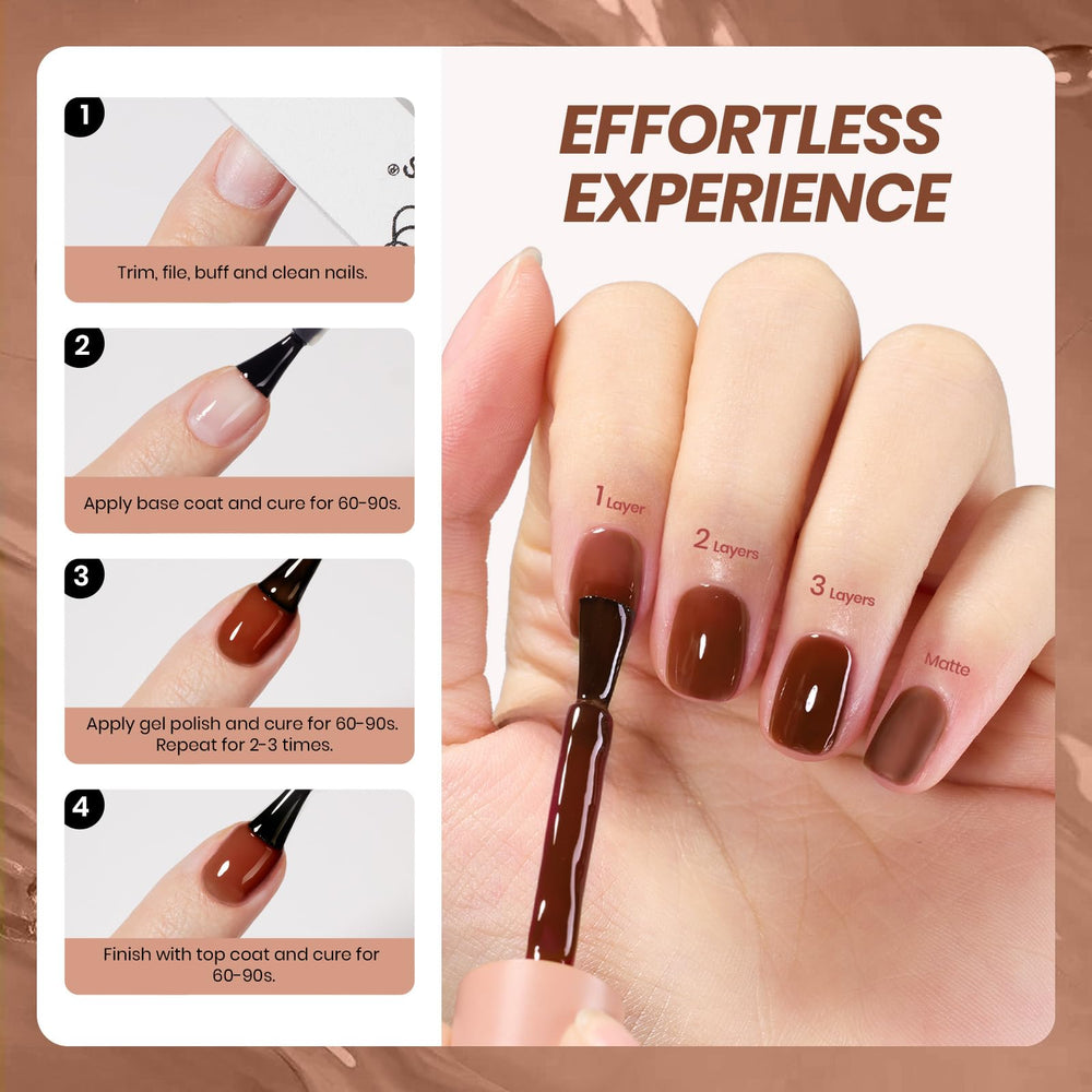 Beetles brown jelly polish on manicure, showcasing soak-off formula for easy removal when desired