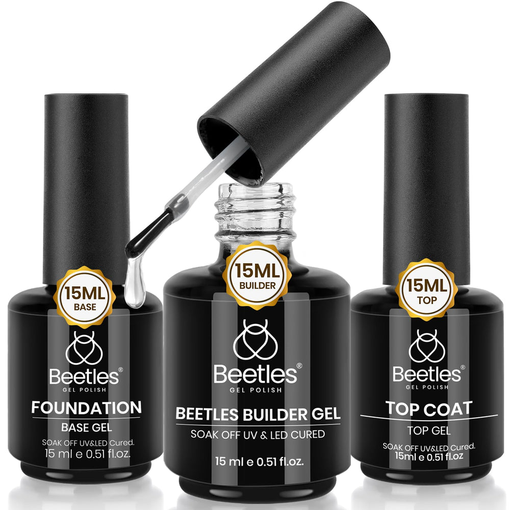 Beetles builder gel 15ml applied for smooth nail extension.