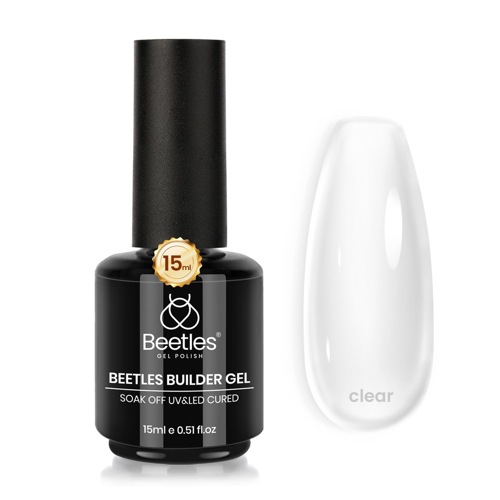 Beetles Builder Gel 7in1 clear bottle for nail thickening and strengthening at home.