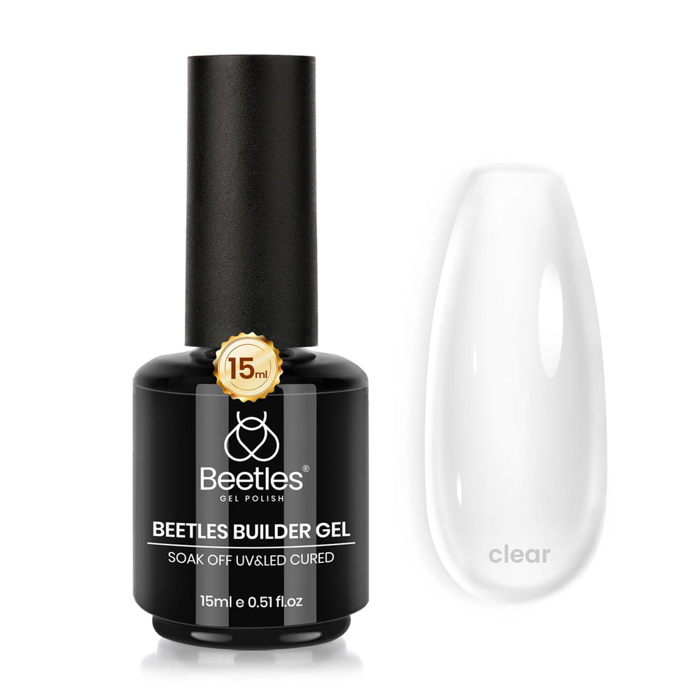 Beetles Builder Gel 7in1 clear bottle for nail thickening and strengthening at home.