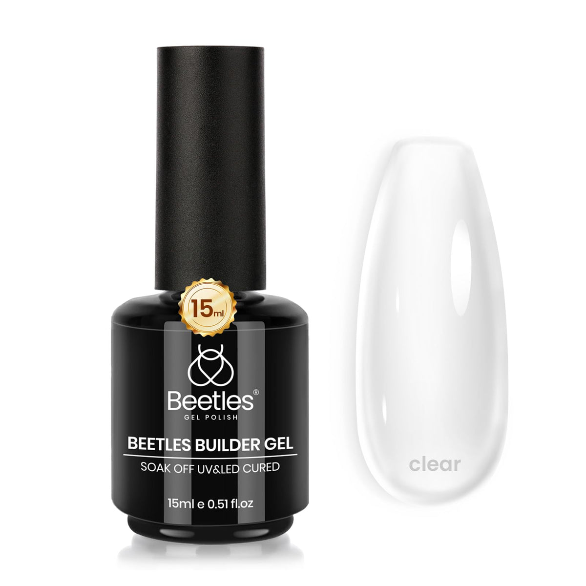Beetles Builder Gel 7in1 clear bottle for nail thickening and strengthening at home.