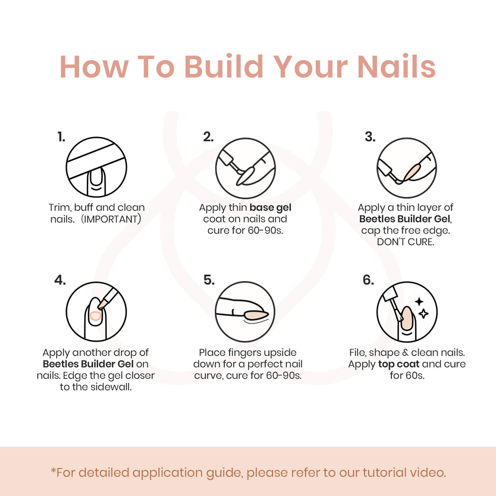 Beetles Builder Gel Amber Embrace finished nails ready for daily wear.