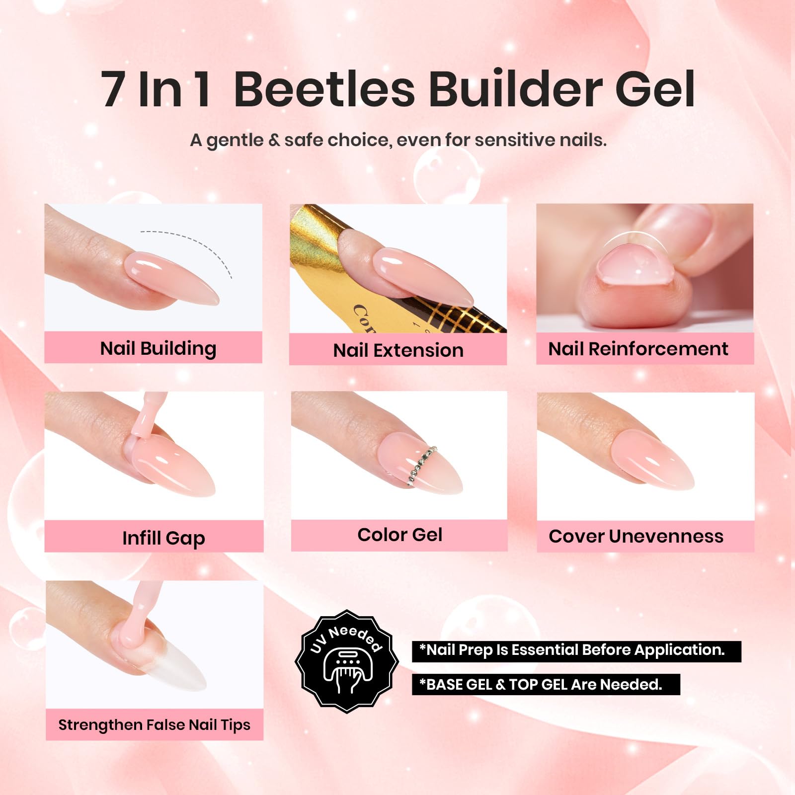 Beetles Builder Gel apex shaping illustrates nail structure and precision.