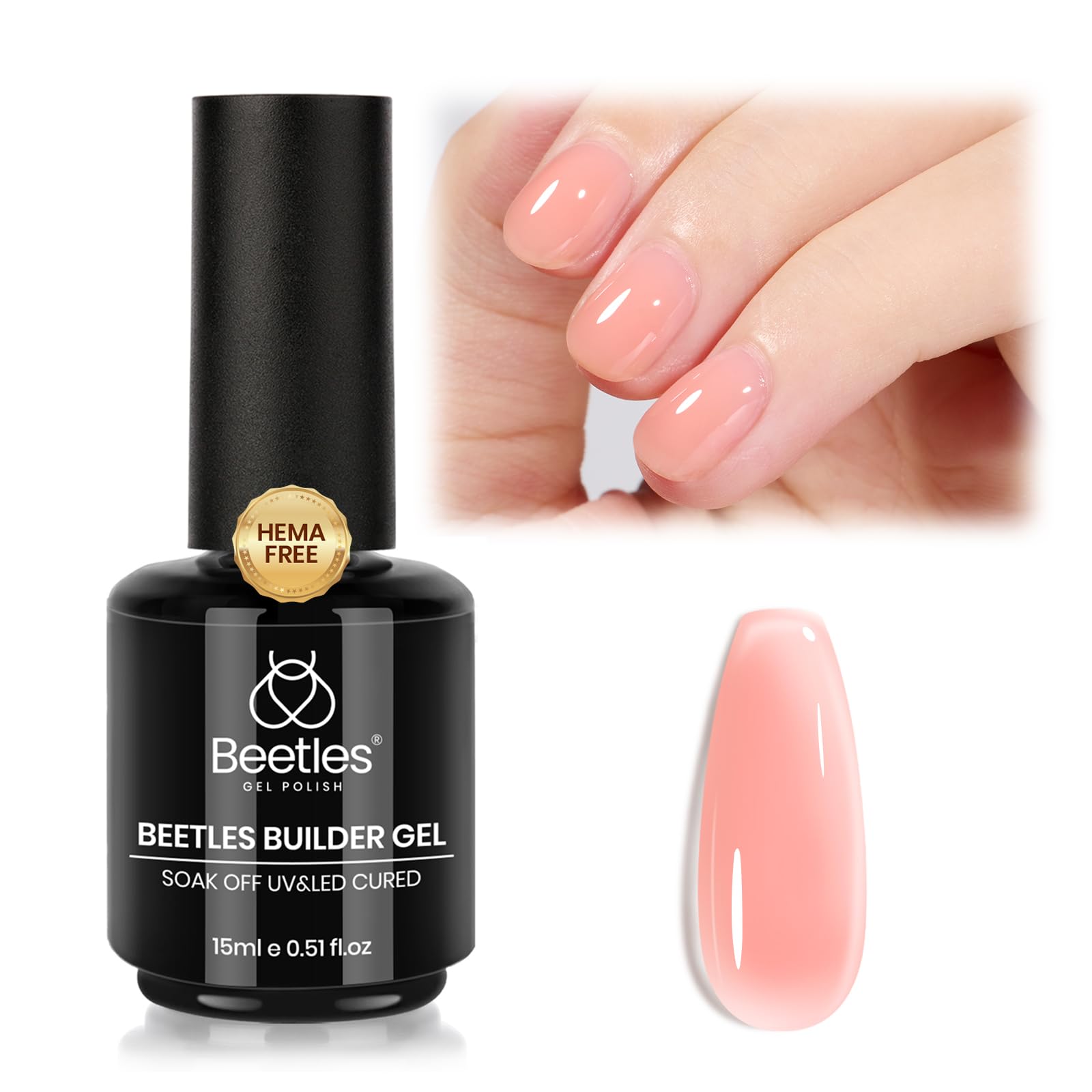 Beetles Builder Gel Nude Pink bottle with jelly texture for natural nails