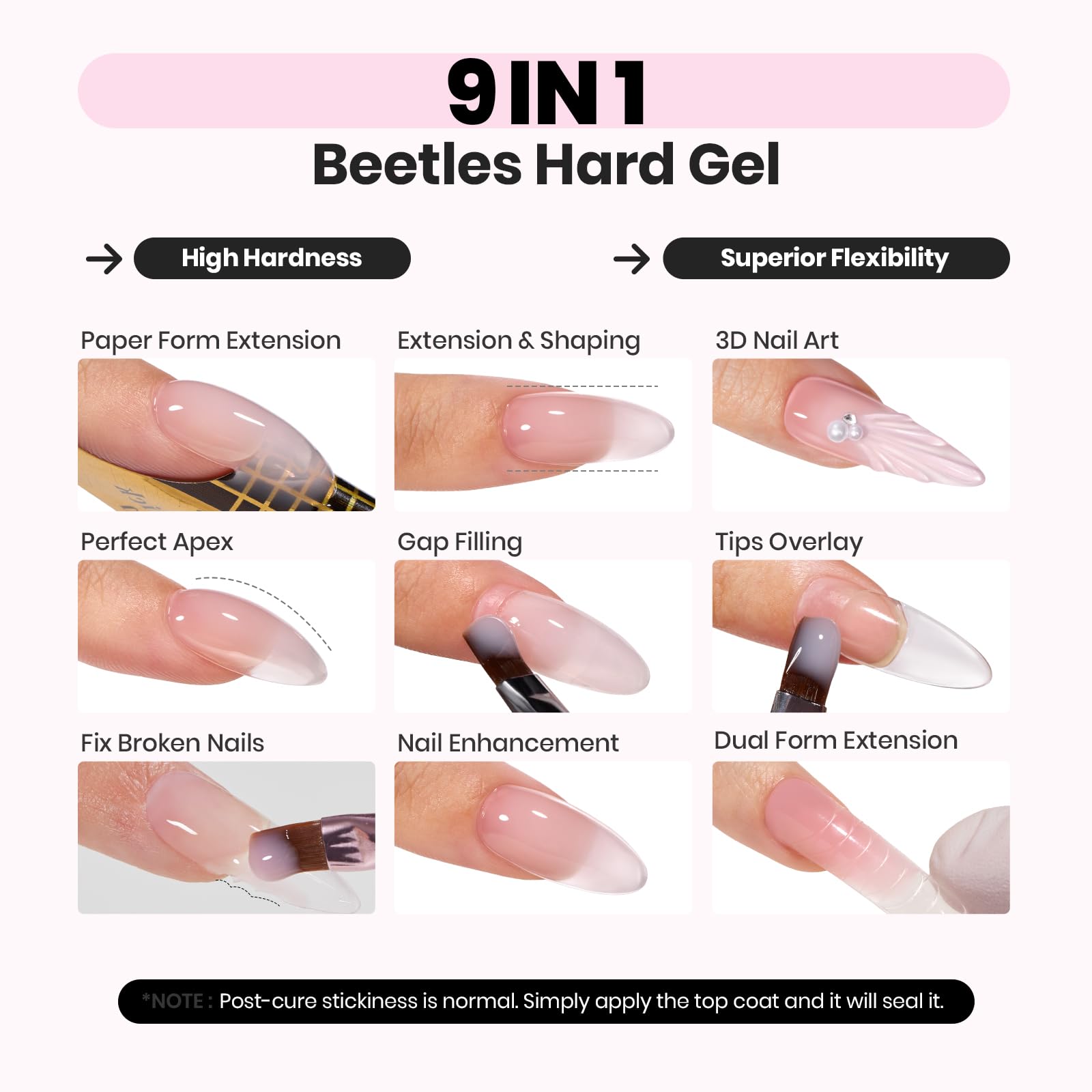 Beetles builder gel applied with paper form for natural curves
