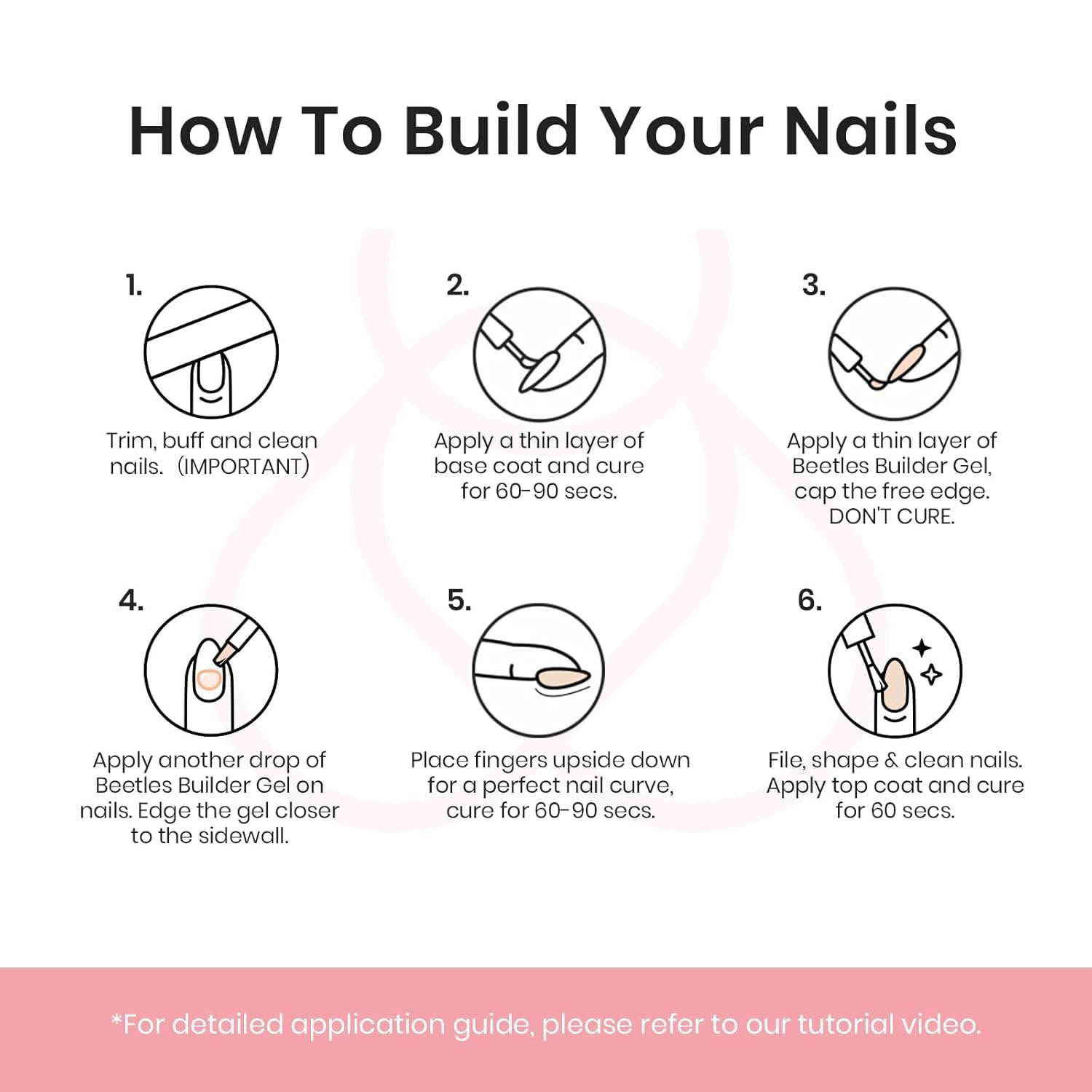 Beetles Builder Gel pink glitter features self-leveling for easy application.