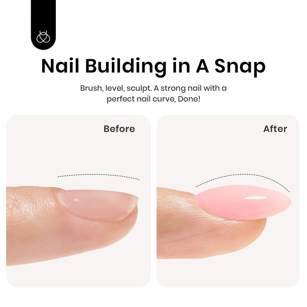 Beetles Builder Gel pink nude swatch highlights light, natural finish for elegant manicure.